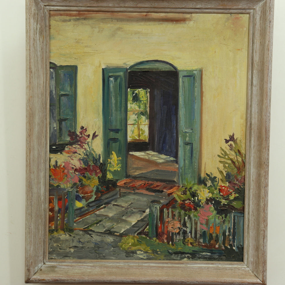 AW317:  Mary H. Buckman "The Studio" Oil on Board Mid 20th Century