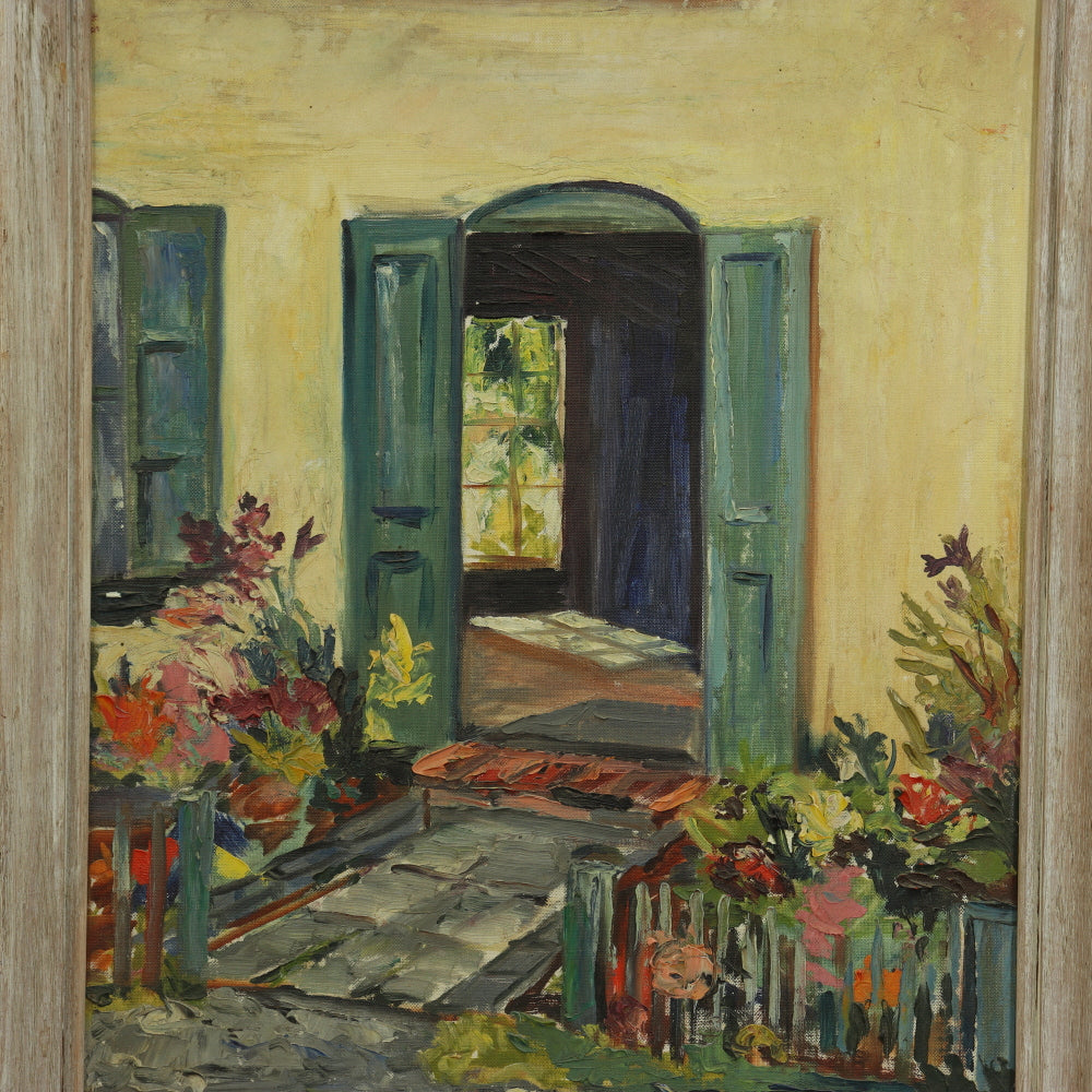 AW317:  Mary H. Buckman "The Studio" Oil on Board Mid 20th Century