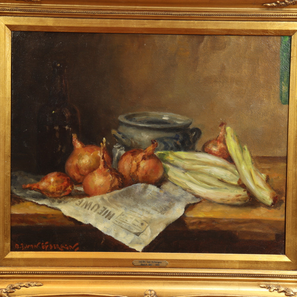 AW406: Johanna Gerarda Theodora van Eybergen - Still Life with Onions - Oil on Canvas