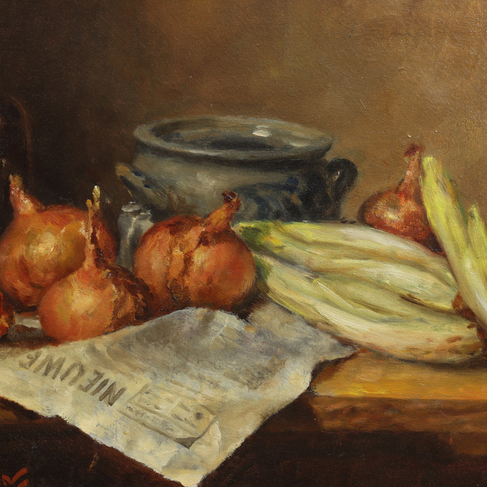 AW406: Johanna Gerarda Theodora van Eybergen - Still Life with Onions - Oil on Canvas