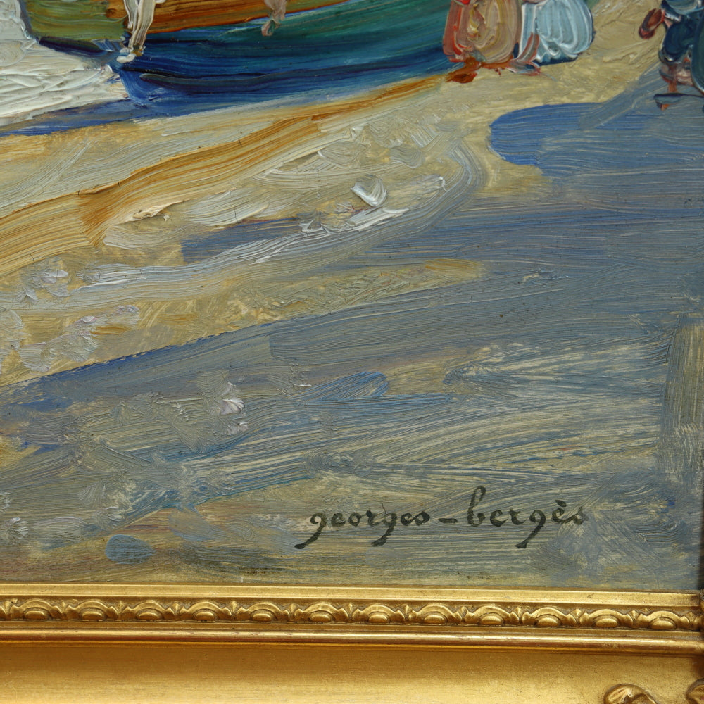 AW483: Georges Berges - Seashore - Oil on Mahogany Board