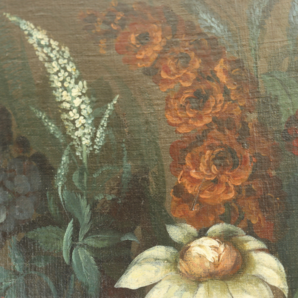 AW766: Floral Still Life Oil on Canvas Painting Late 20th Century American School