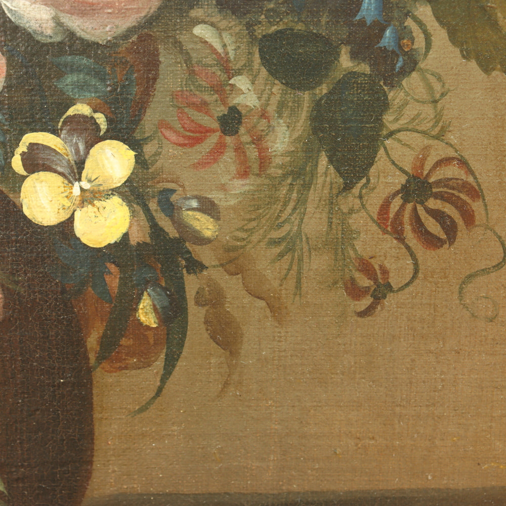 AW766: Floral Still Life Oil on Canvas Painting Late 20th Century American School