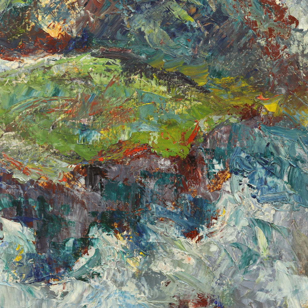 AW768: Modernist Abstract Mountainscape Impasto Oil on Canvas 20th Century