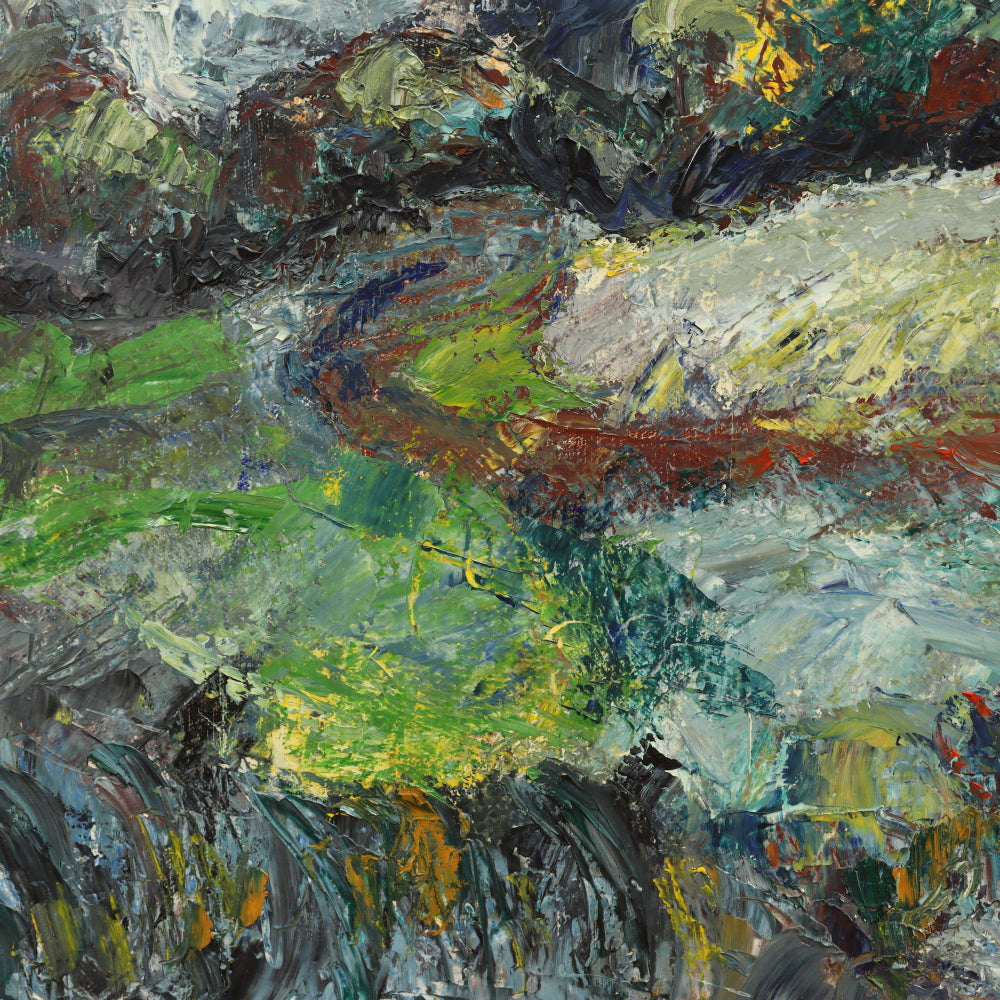 AW768: Modernist Abstract Mountainscape Impasto Oil on Canvas 20th Century