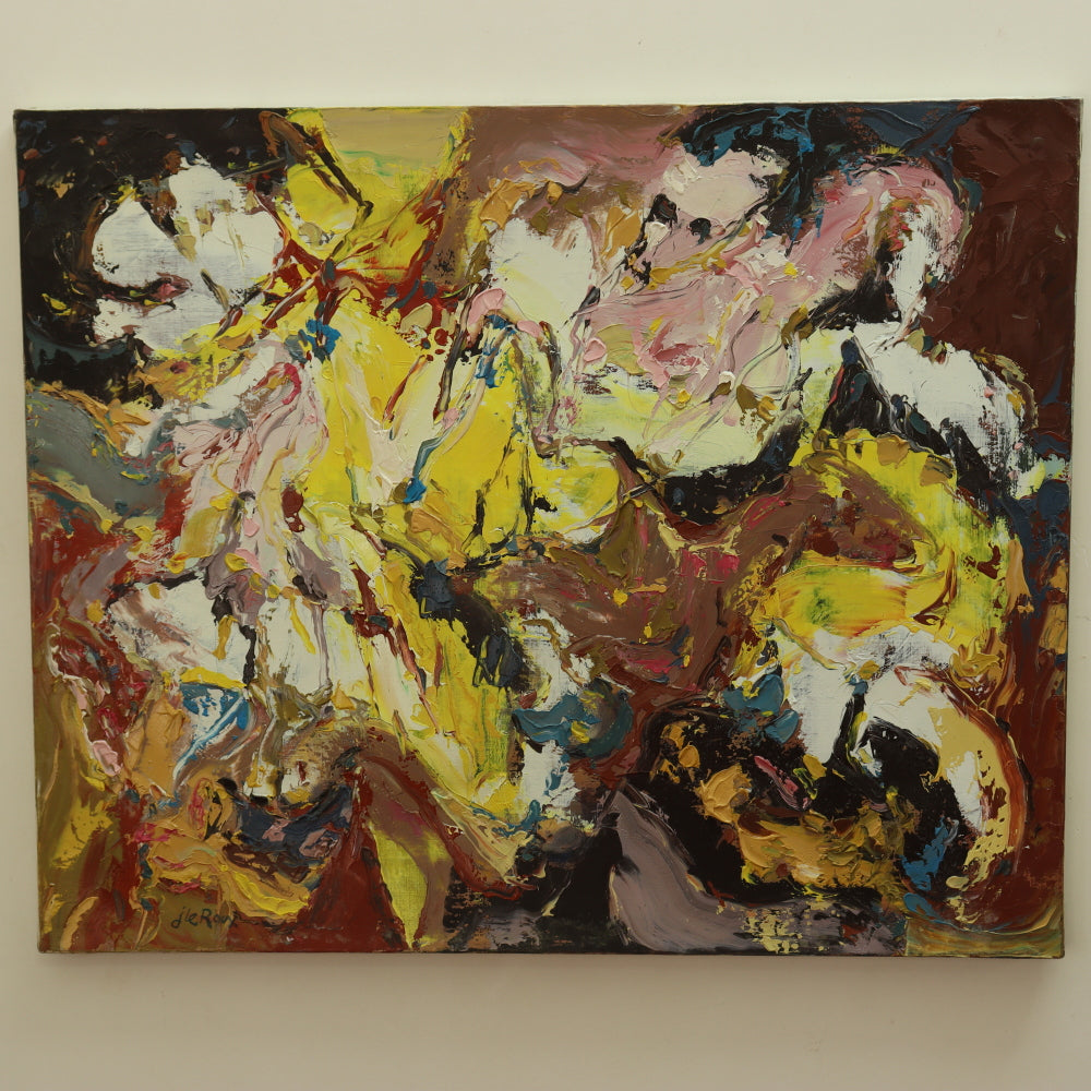 AW769: Jack Le Roux Modernist Abstract Impasto Oil on Canvas Painting