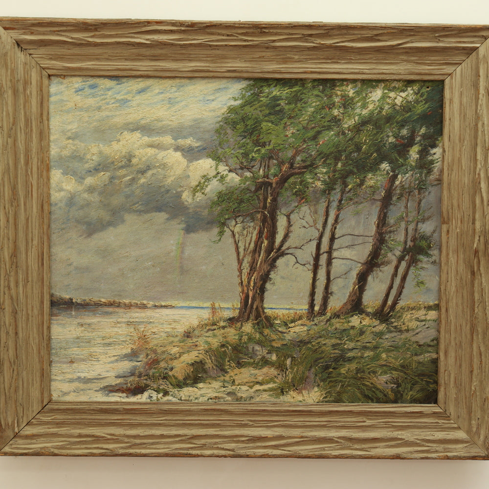 AW770: Adelline McCollum Mid Century Impressionist Landscape "Lull in the Storm" Oil on Canvas