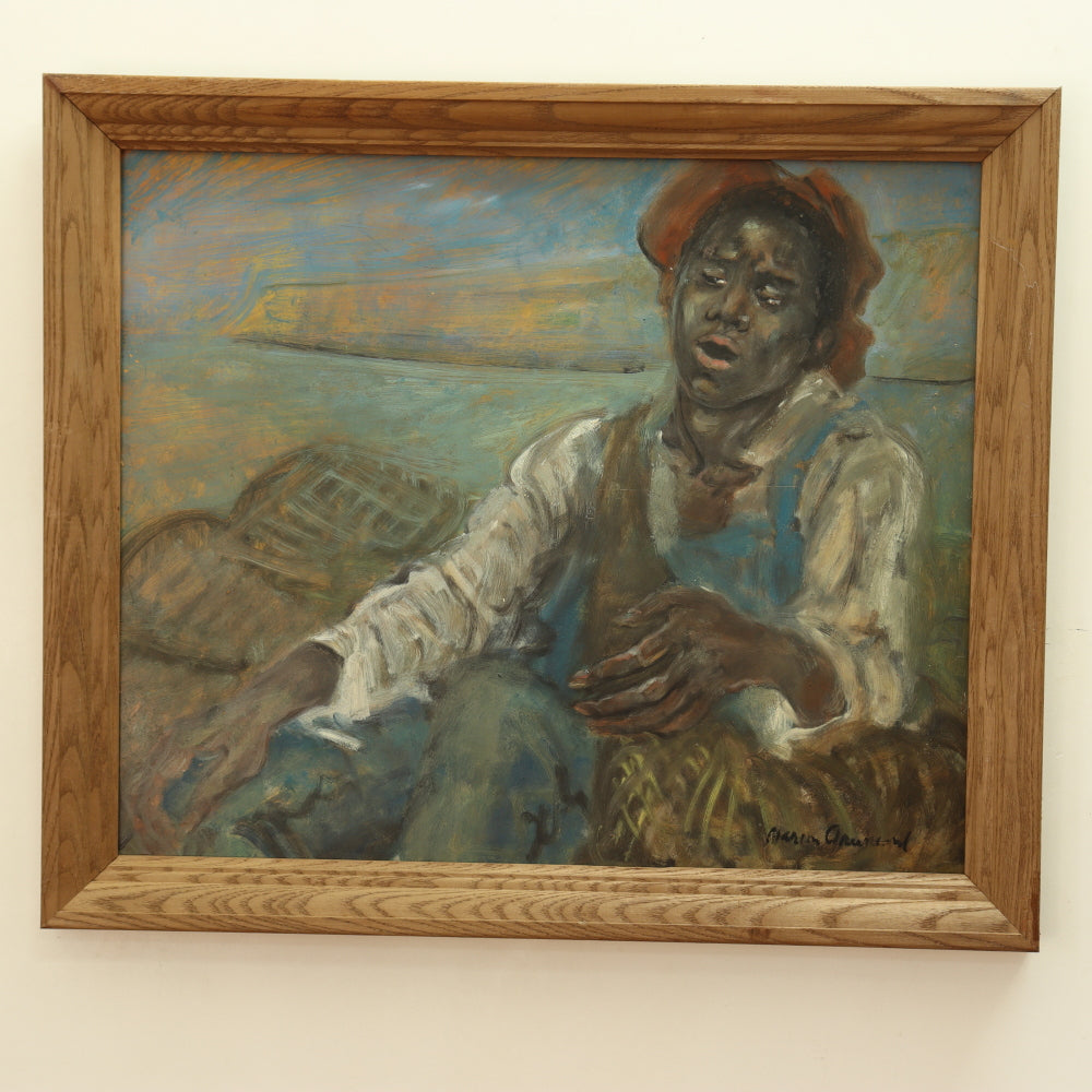 AW772: Marion Greenwood "Fisherman" Oil on Board