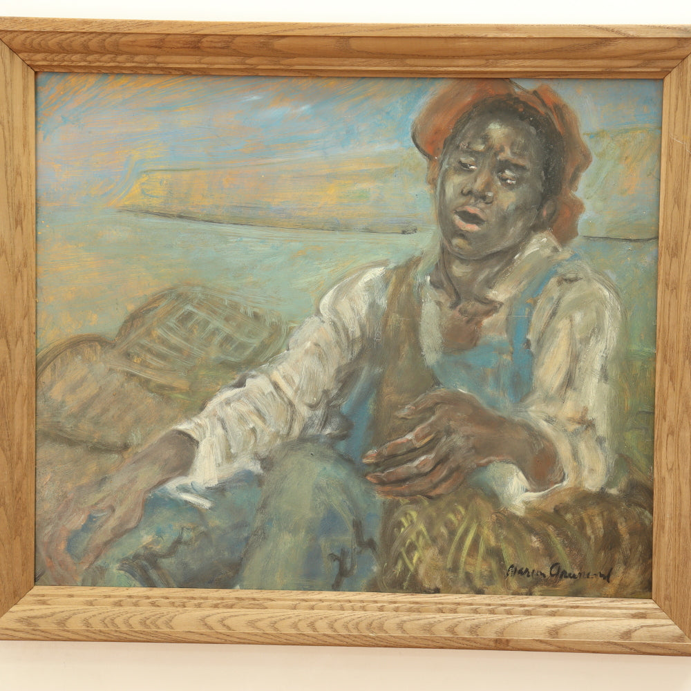 AW772: Marion Greenwood "Fisherman" Oil on Board