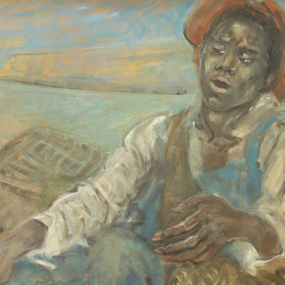 AW772: Marion Greenwood "Fisherman" Oil on Board