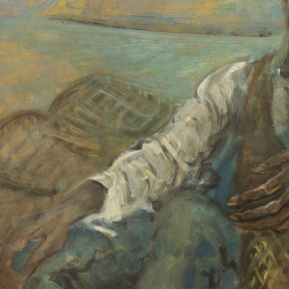 AW772: Marion Greenwood "Fisherman" Oil on Board