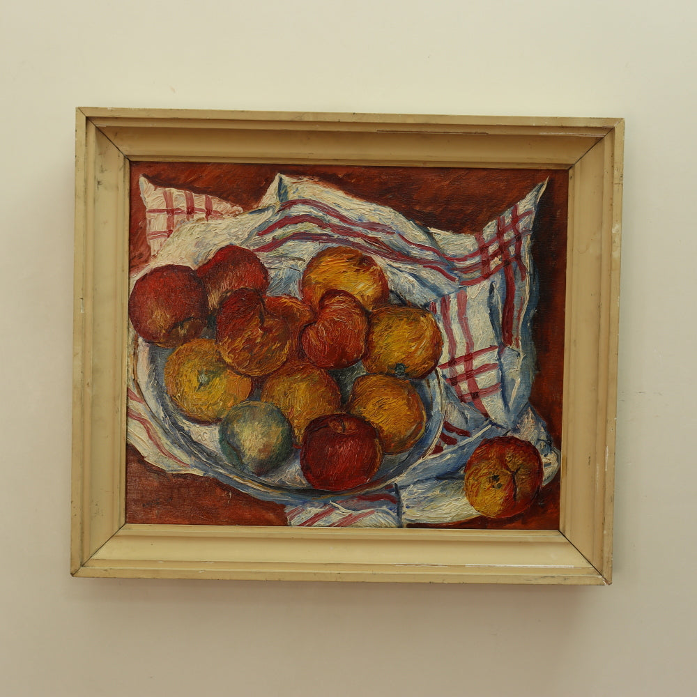 Andor Basch Circa 1935 Modernist Oil Painting Still Life of Fruit  | Work of Man