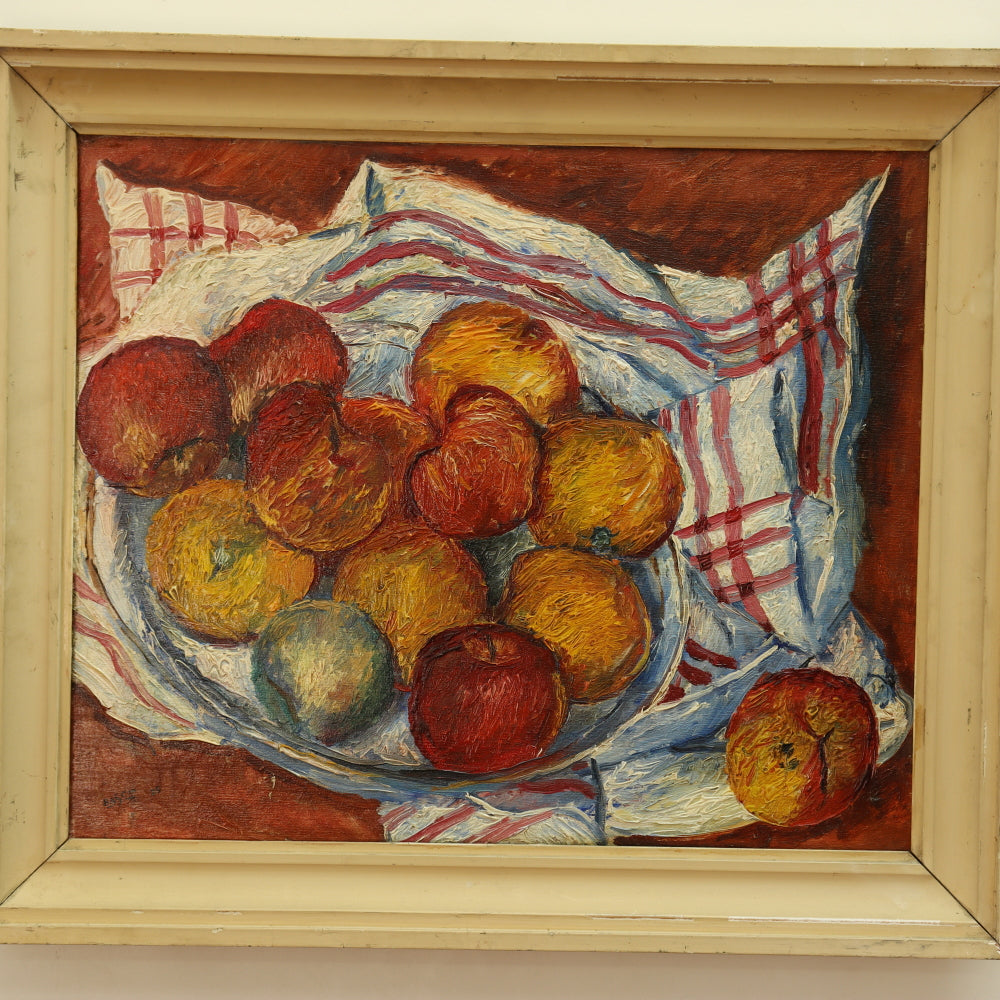 AW773: Andor Basch Circa 1935 Modernist Oil Painting Still Life of Fruit