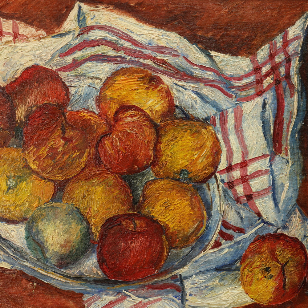 AW773: Andor Basch Circa 1935 Modernist Oil Painting Still Life of Fruit