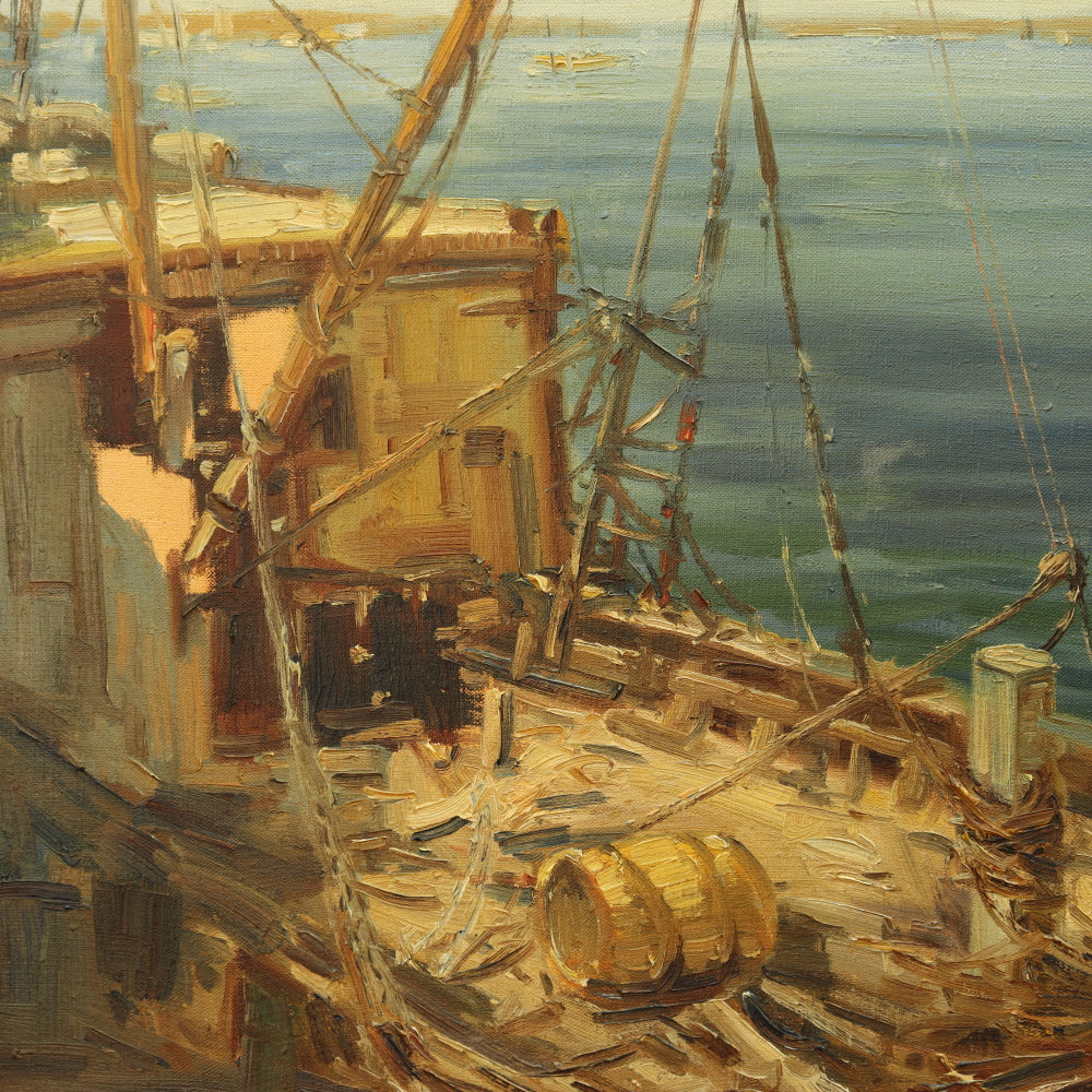 AW037: Wendell Rogers Fishing Trawler Tern Island, Cape Cod  Oil on Canvas Circa 1940's