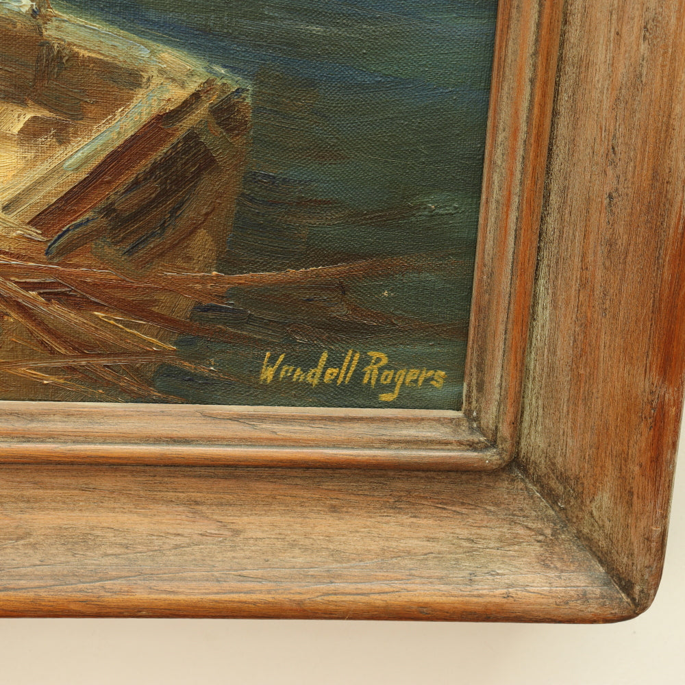 AW037: Wendell Rogers Fishing Trawler Tern Island, Cape Cod  Oil on Canvas Circa 1940's