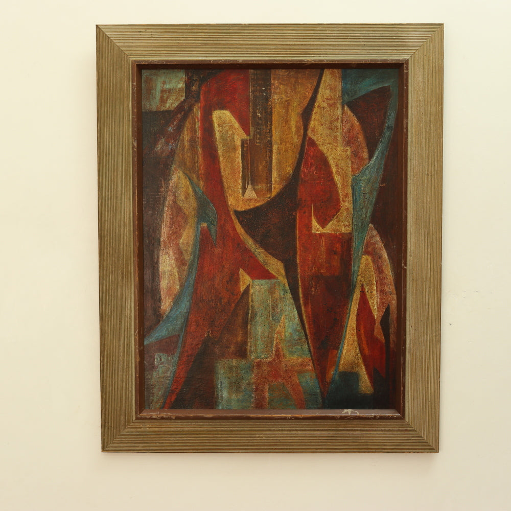 Max Weber Cubist Abstract Oil on Board Painting Early 20th C | Work of Man