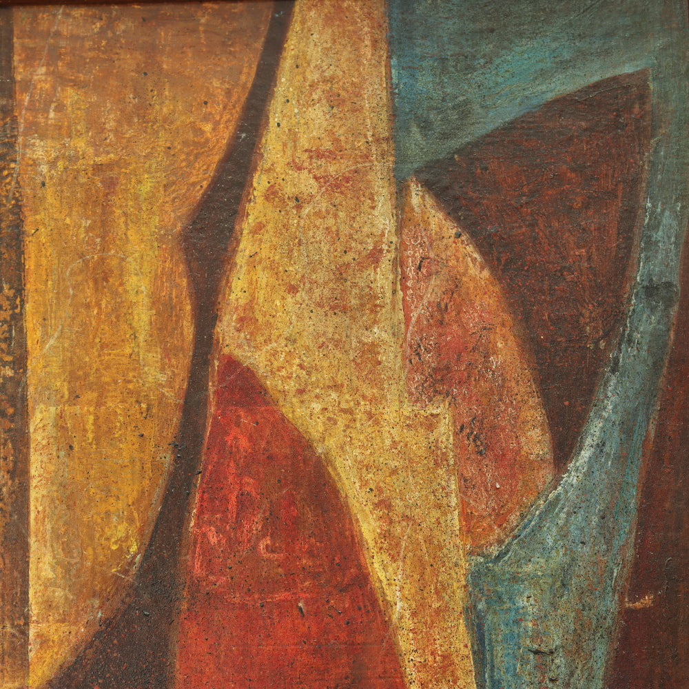 AW777: Max Weber Cubist Abstract Oil on Board Painting Early 20th Century