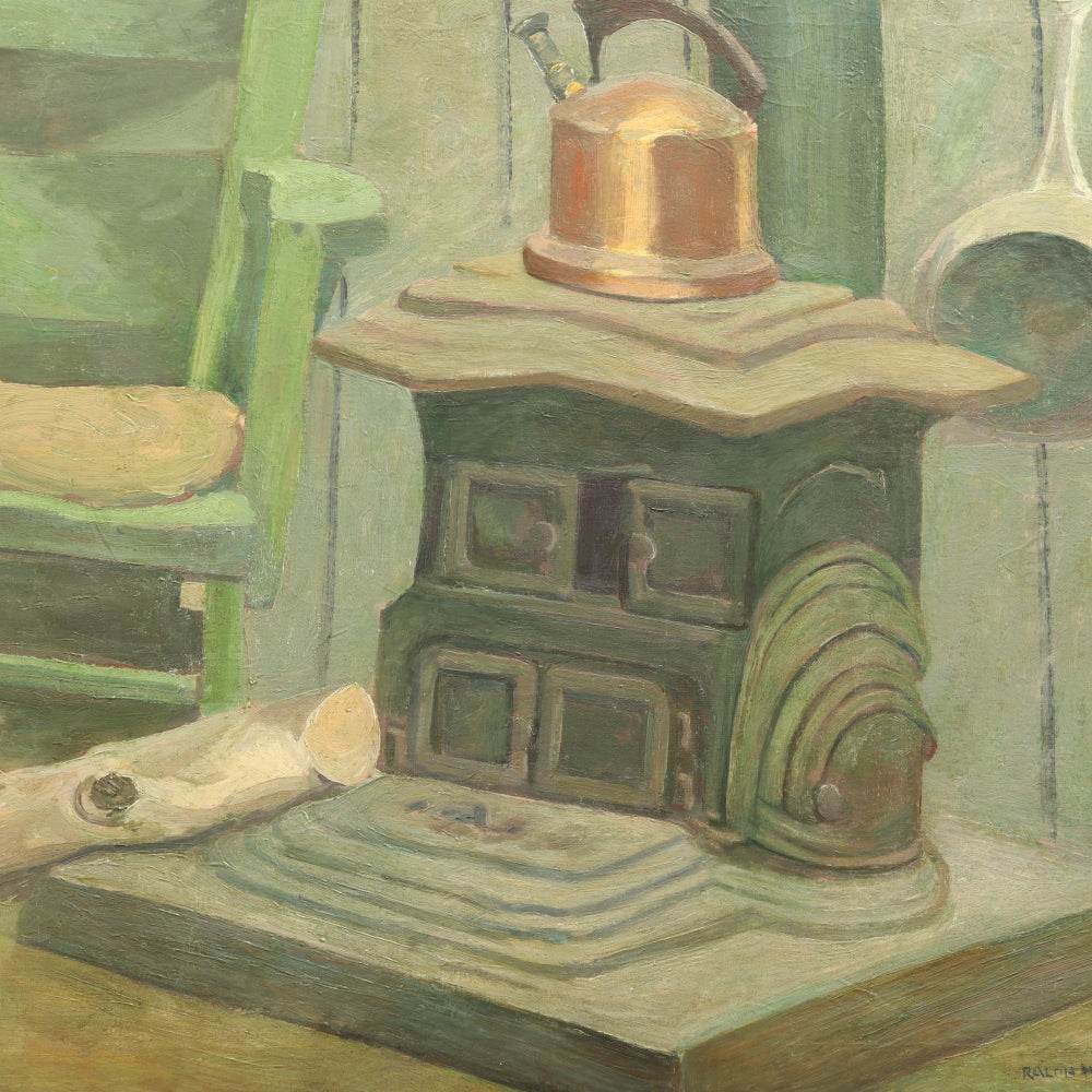 AW778: Ralph Holmes "The Old Stove" Oil on Canvas