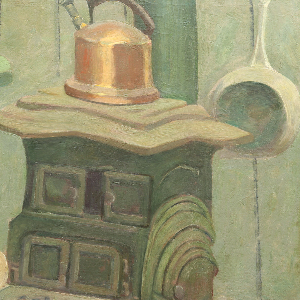 AW778: Ralph Holmes "The Old Stove" Oil on Canvas