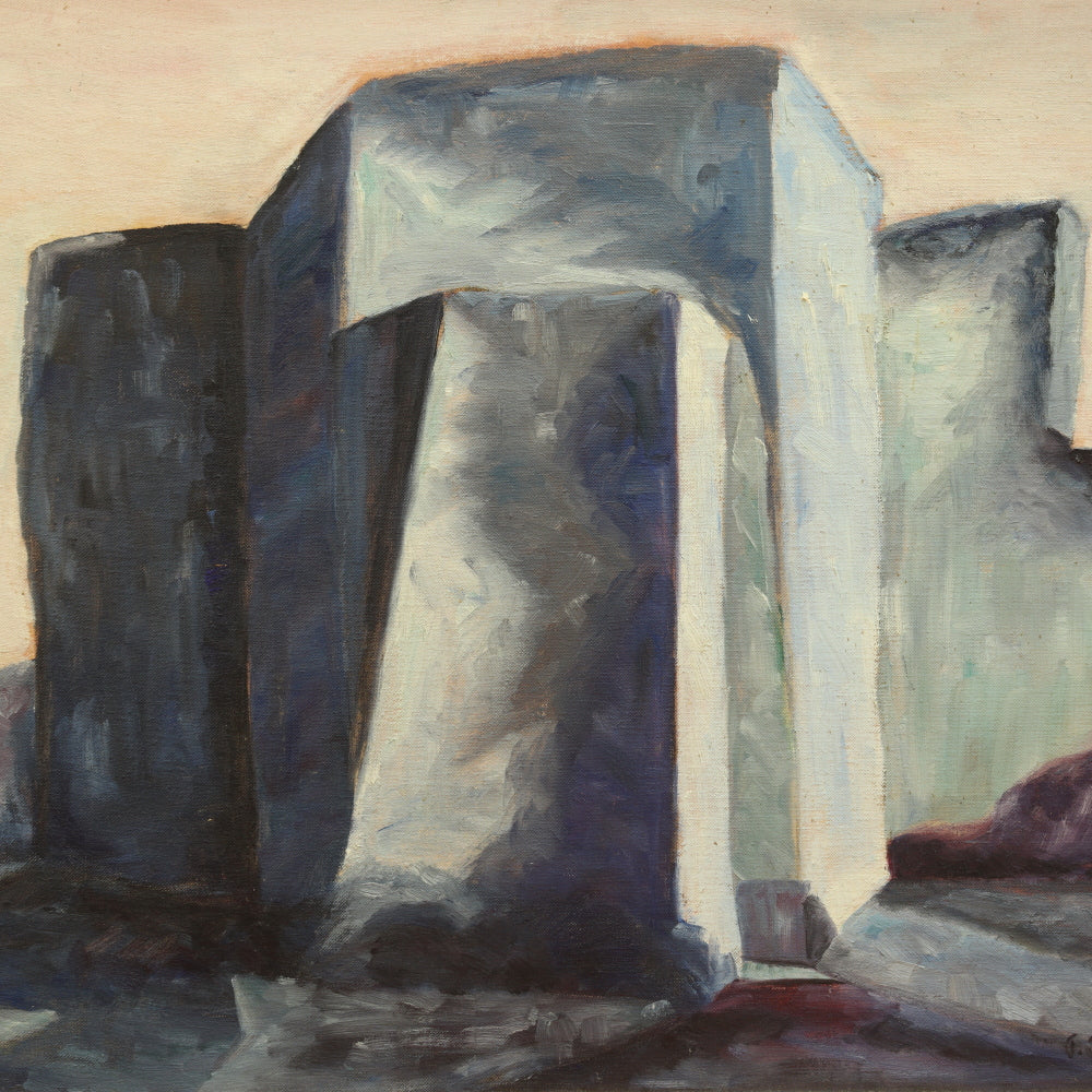 AW780: J. Joseph "Ranchos De Taos Church" Modernist Oil on Canvas Panel