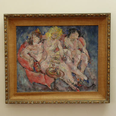 Arthur Zaidenberg Three Naked Ladies on a Couch Oil on Canvas Painting | Work of an