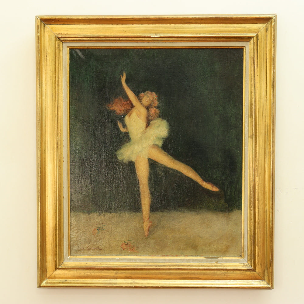 AW786: Leon Garland Ballerina Oil on Canvas Early 20th Century