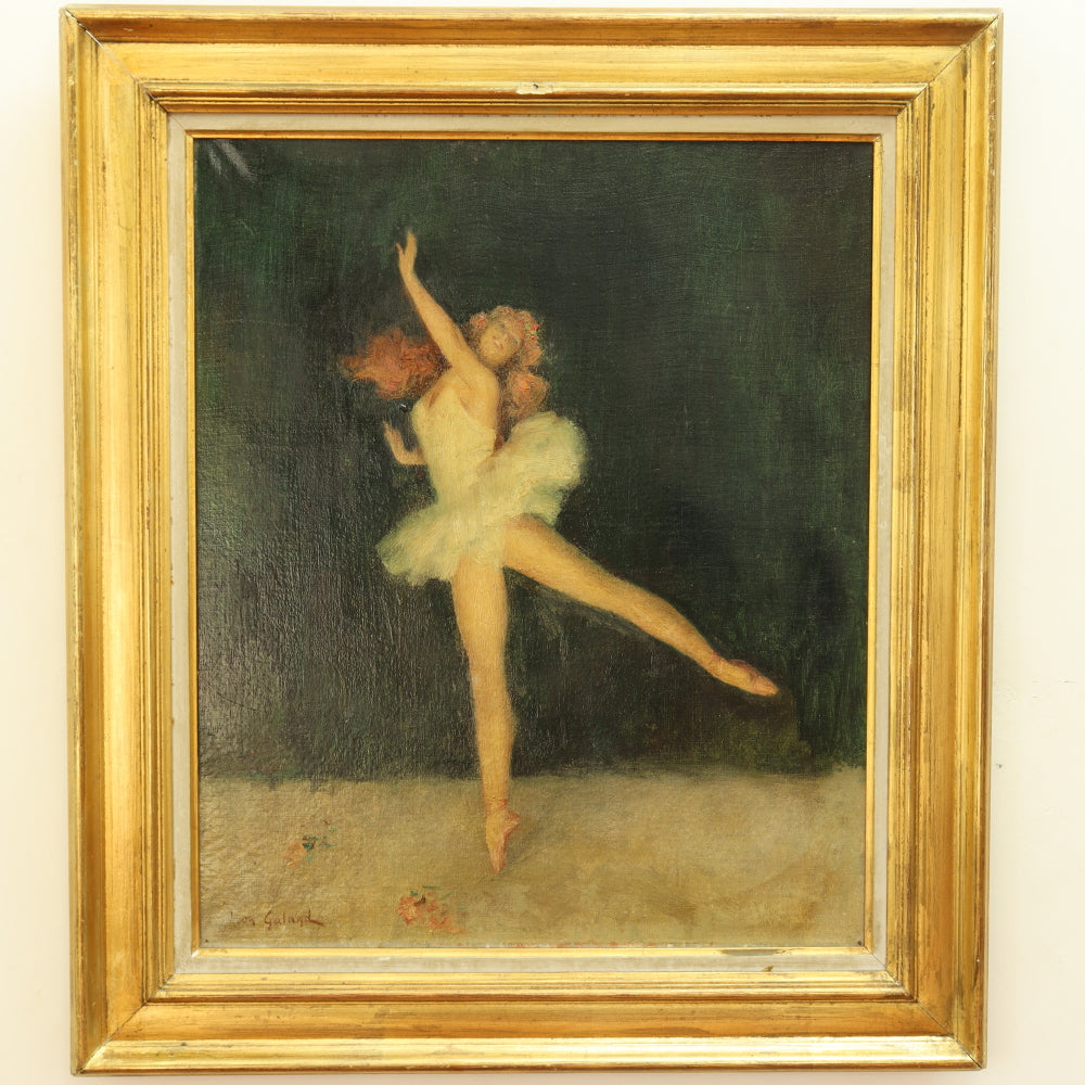 AW786: Leon Garland Ballerina Oil on Canvas Early 20th Century