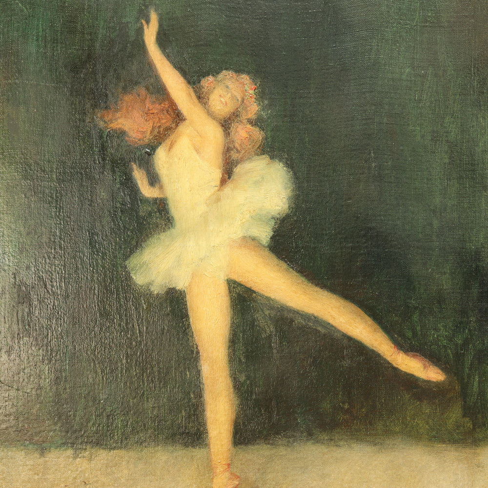 AW786: Leon Garland Ballerina Oil on Canvas Early 20th Century