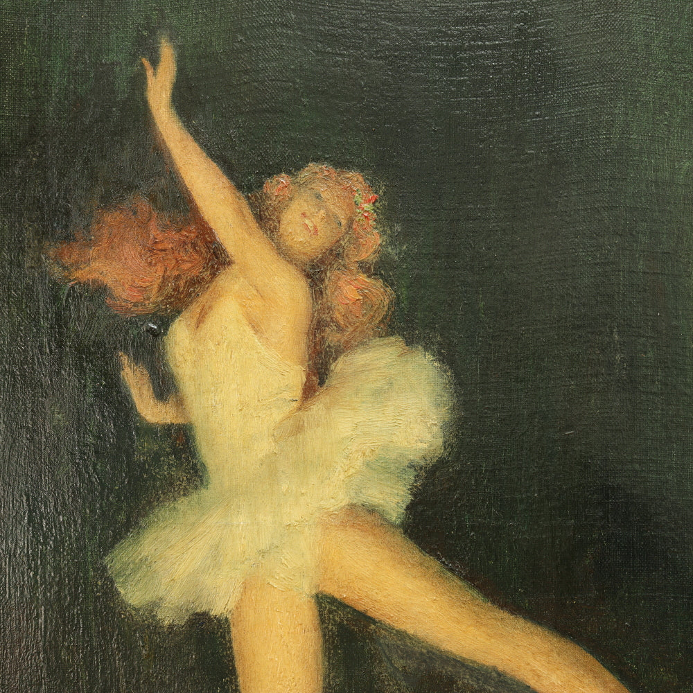 AW786: Leon Garland Ballerina Oil on Canvas Early 20th Century