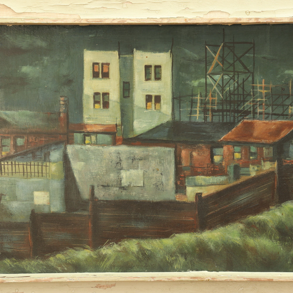 AW787: Morton Ashcan WPA New York Urban Nocturnal Oil on Masonite Panel