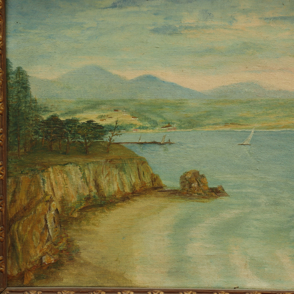 AW793: Circa 1920's Southern California Coastline Impressionist Oil on Canvas