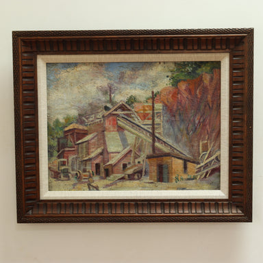  Frank C Herbst Rural 1930's Industrial Scene WPA Oil on Canvas | Work of Man