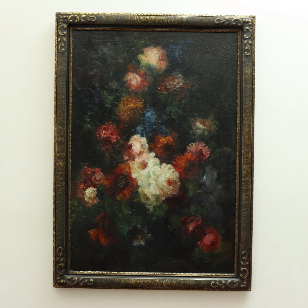 AW574: Late 19th Century Floral Still Life Oil on Canvas