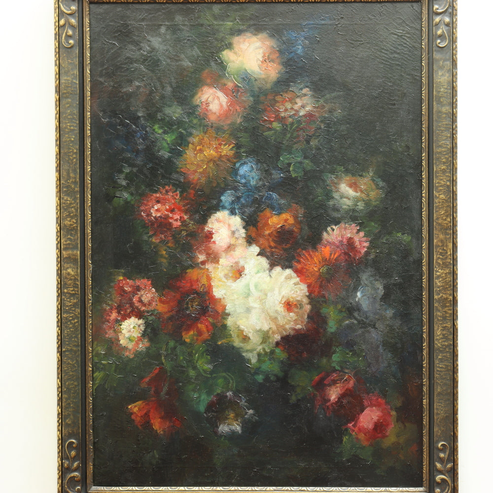 AW574: Late 19th Century Floral Still Life Oil on Canvas