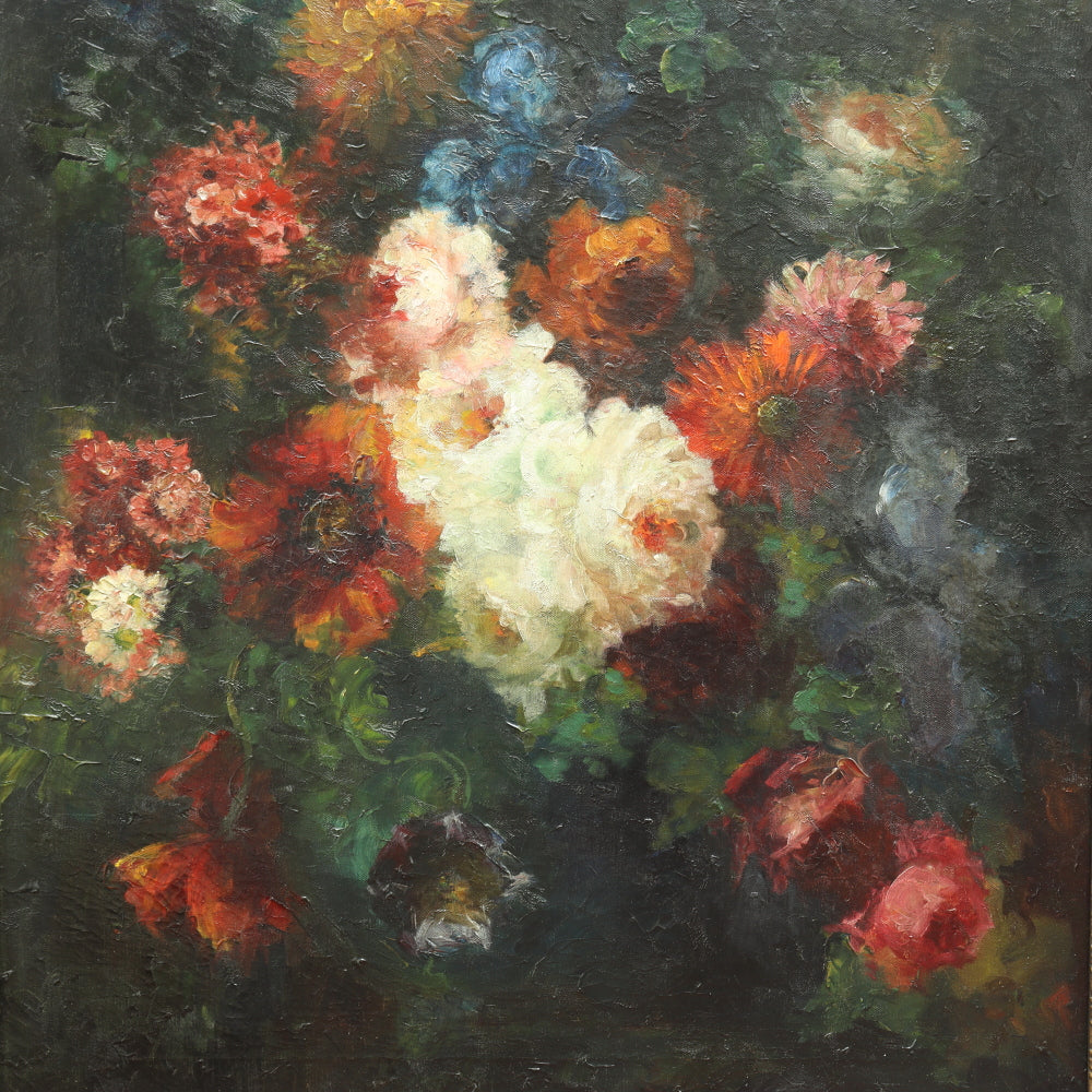 AW574: Late 19th Century Floral Still Life Oil on Canvas