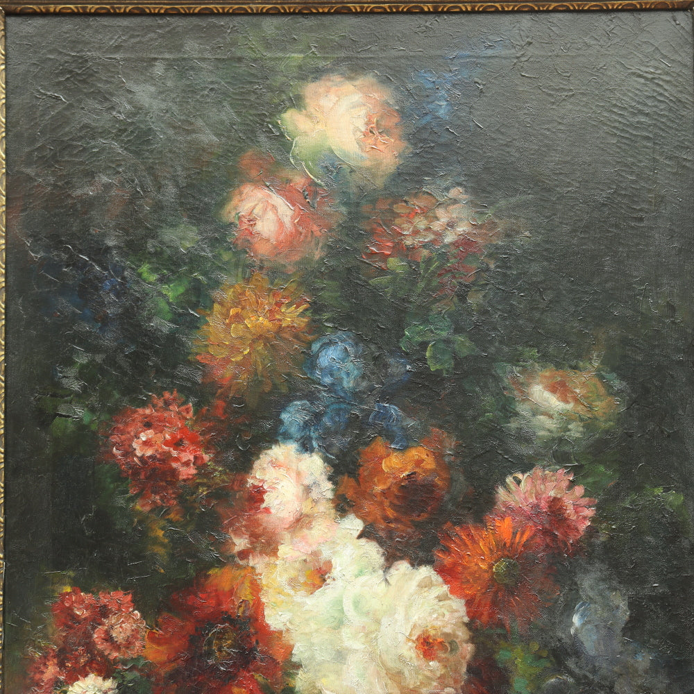 AW574: Late 19th Century Floral Still Life Oil on Canvas