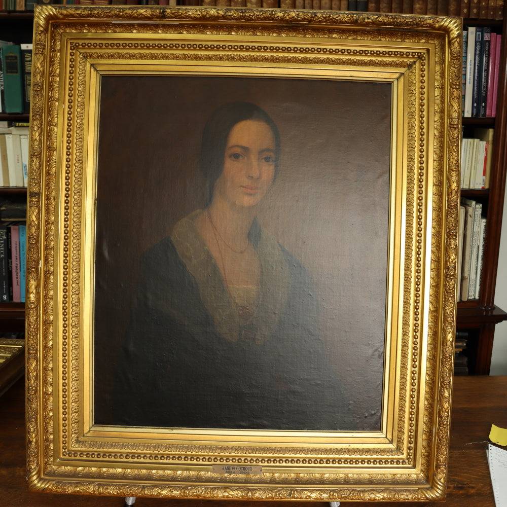 AW797: Circa 1840 Portrait of Jane De Cotroux Oil on Canvas