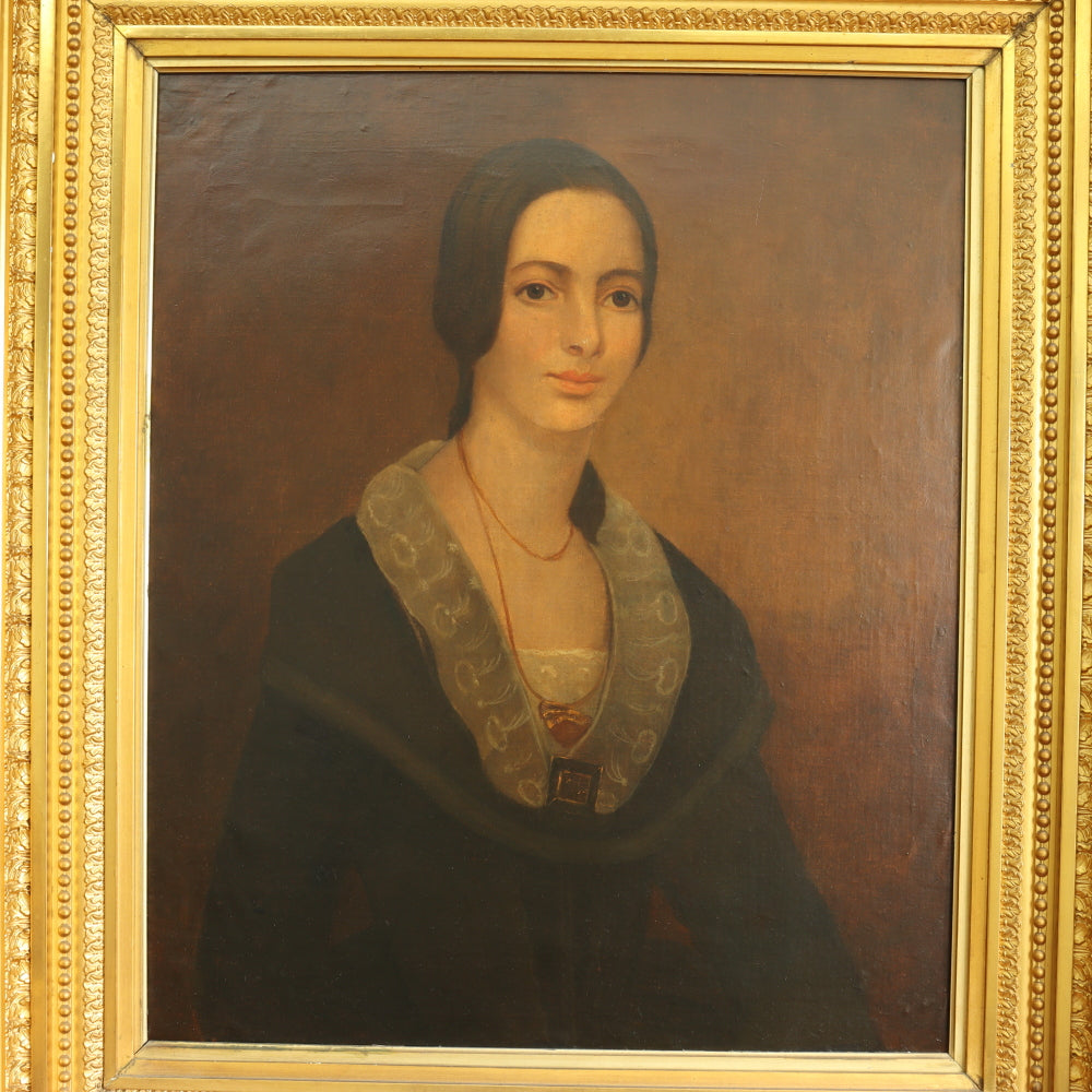 AW797: Circa 1840 Portrait of Jane De Cotroux Oil on Canvas