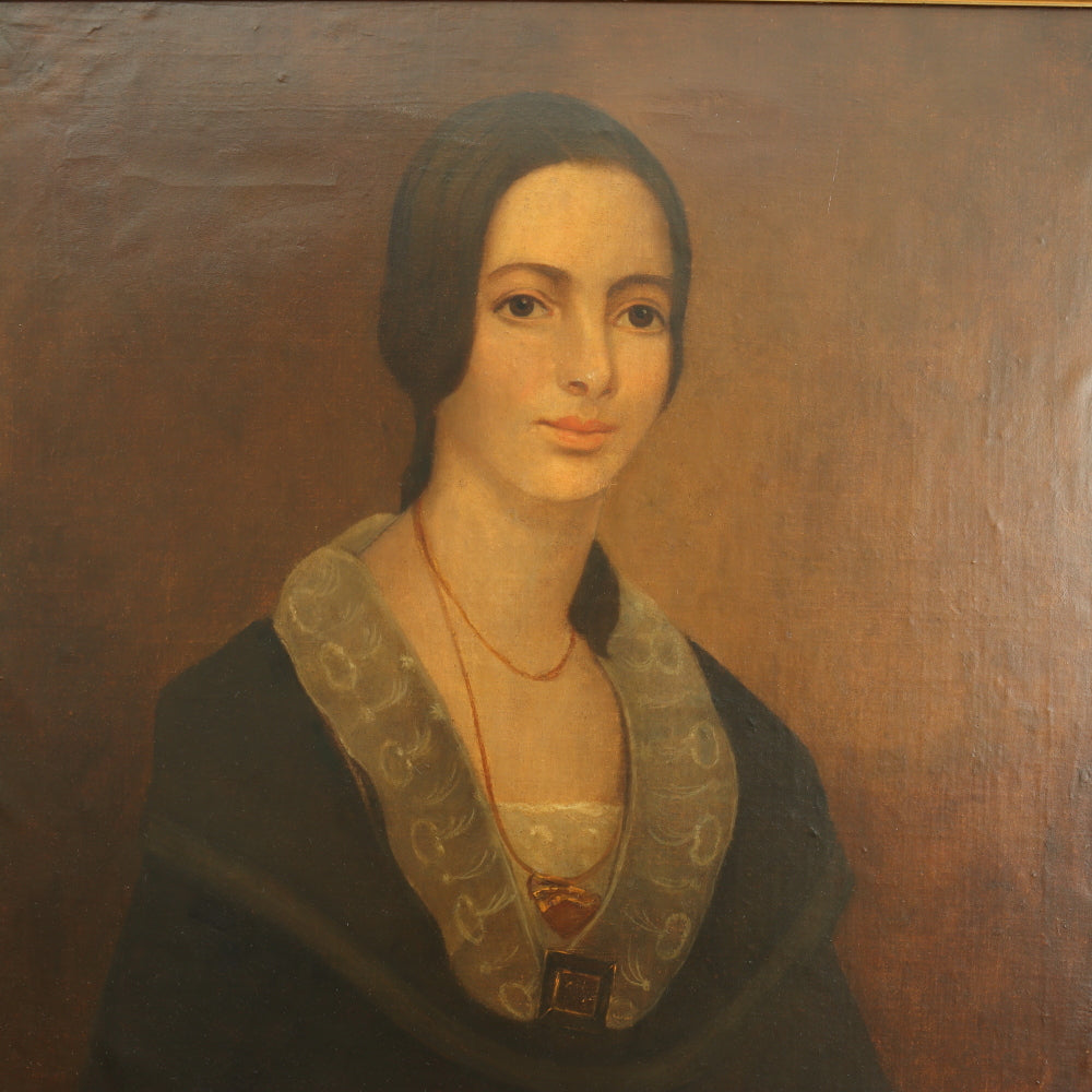 AW797: Circa 1840 Portrait of Jane De Cotroux Oil on Canvas