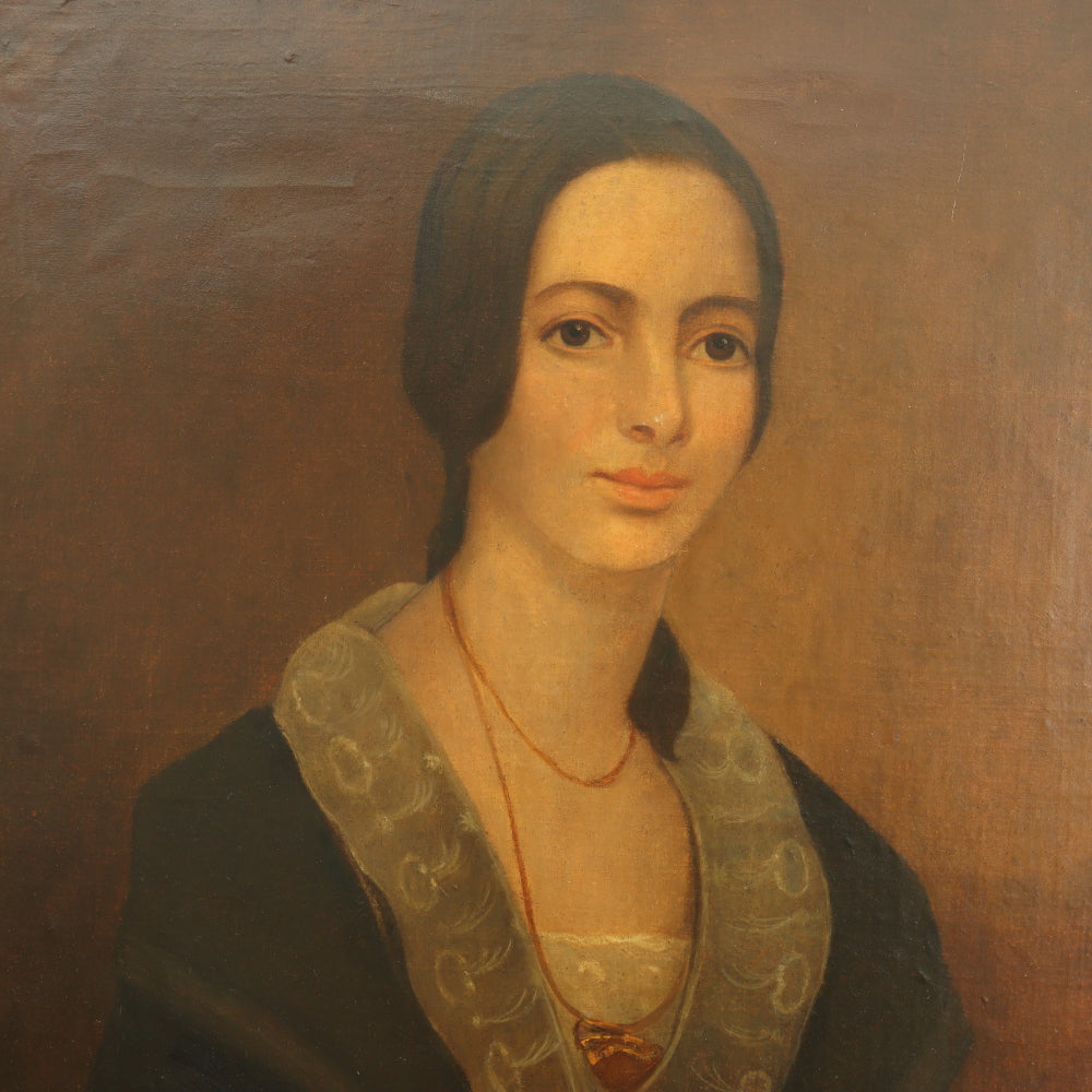 AW797: Circa 1840 Portrait of Jane De Cotroux Oil on Canvas