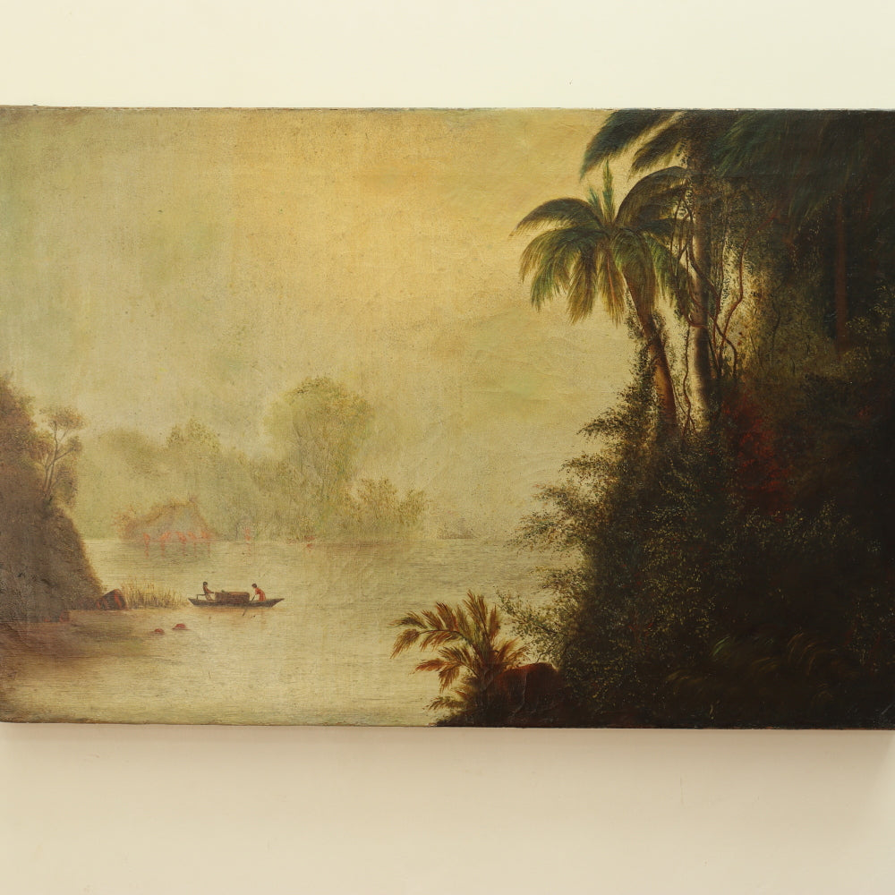 AW802: Norton Bush "Tropical Lagoon" 19th Century Oil on Canvas