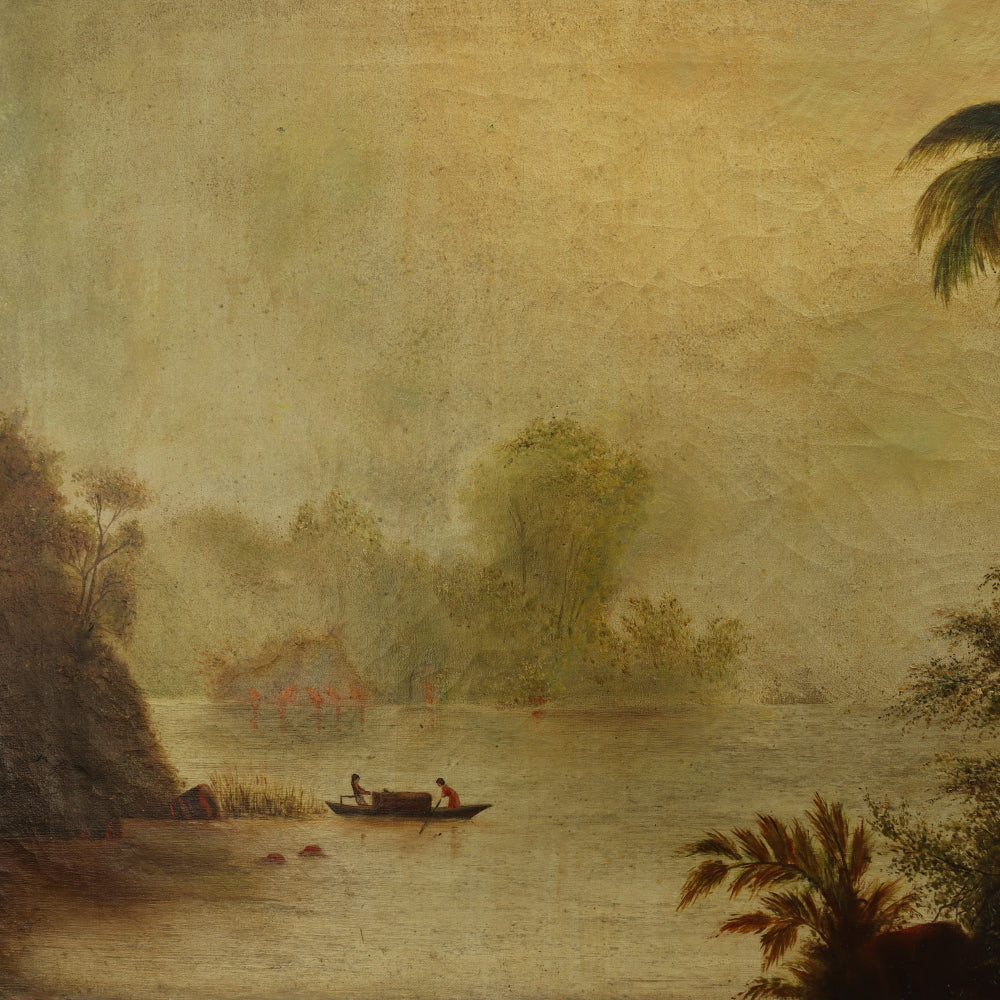 AW802: Norton Bush "Tropical Lagoon" 19th Century Oil on Canvas