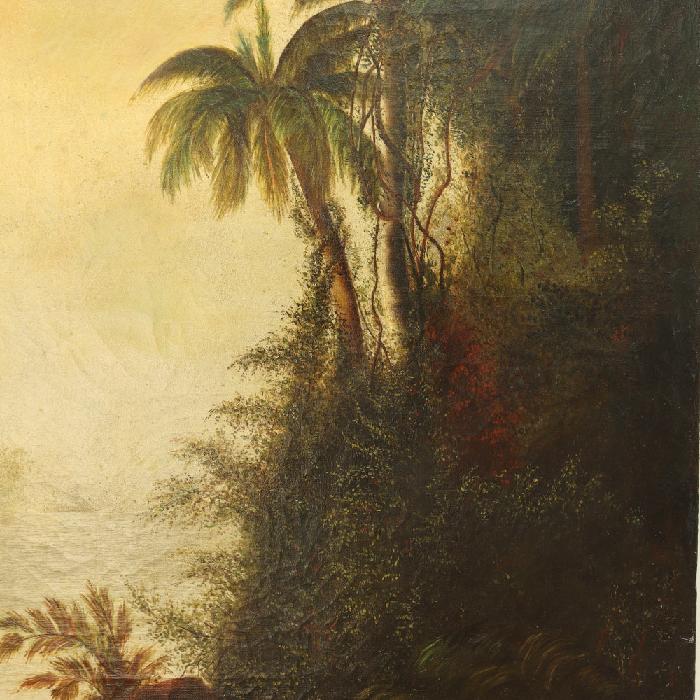 AW802: Norton Bush "Tropical Lagoon" 19th Century Oil on Canvas