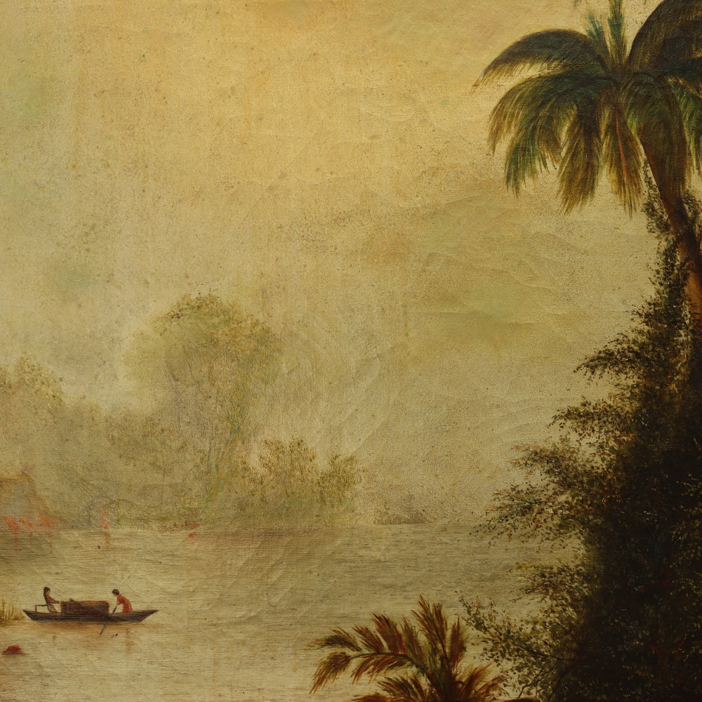 AW802: Norton Bush "Tropical Lagoon" 19th Century Oil on Canvas