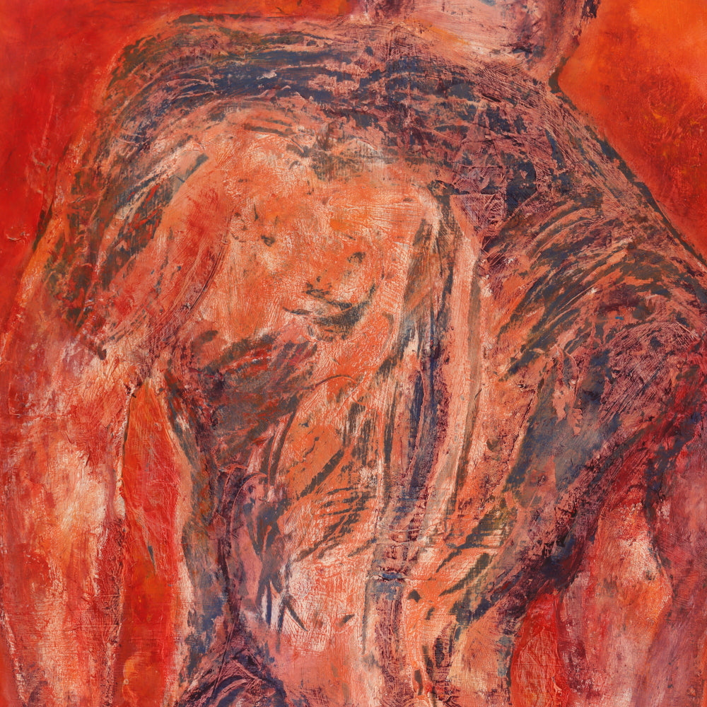 AW4-007: Modernist Male Nude Figure Expressionist Gouache on Paper