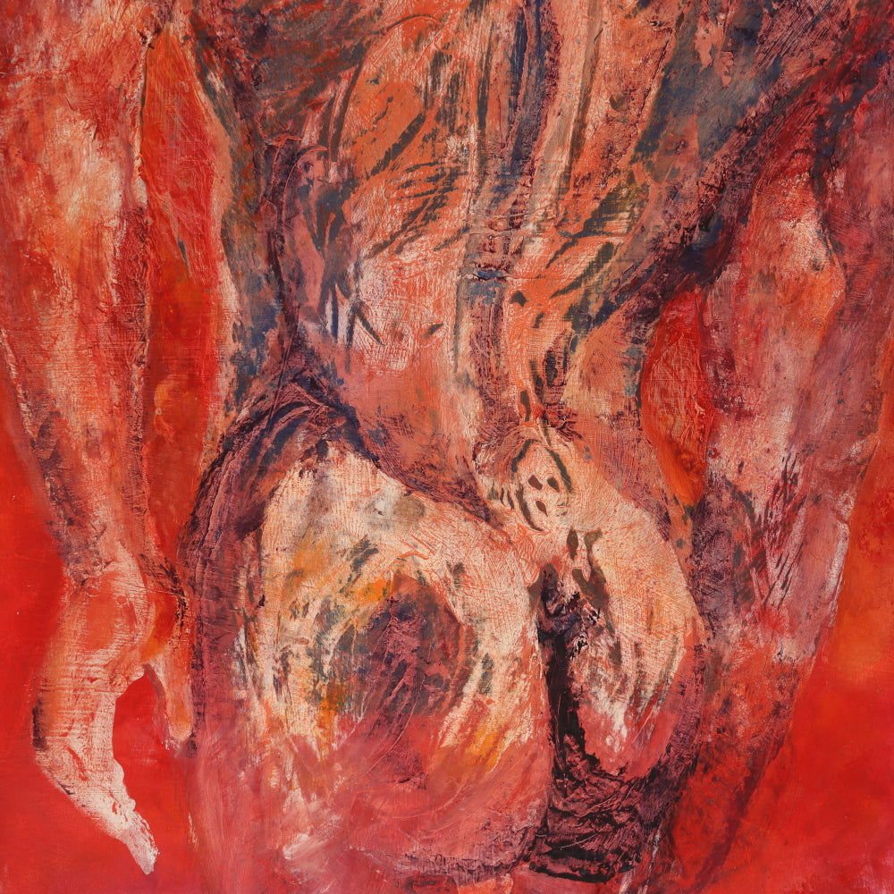 AW4-007: Modernist Male Nude Figure Expressionist Gouache on Paper