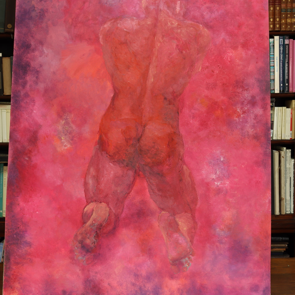 AW4-008: Modernist Male Nude Figure Expressionist Gouache on Paper