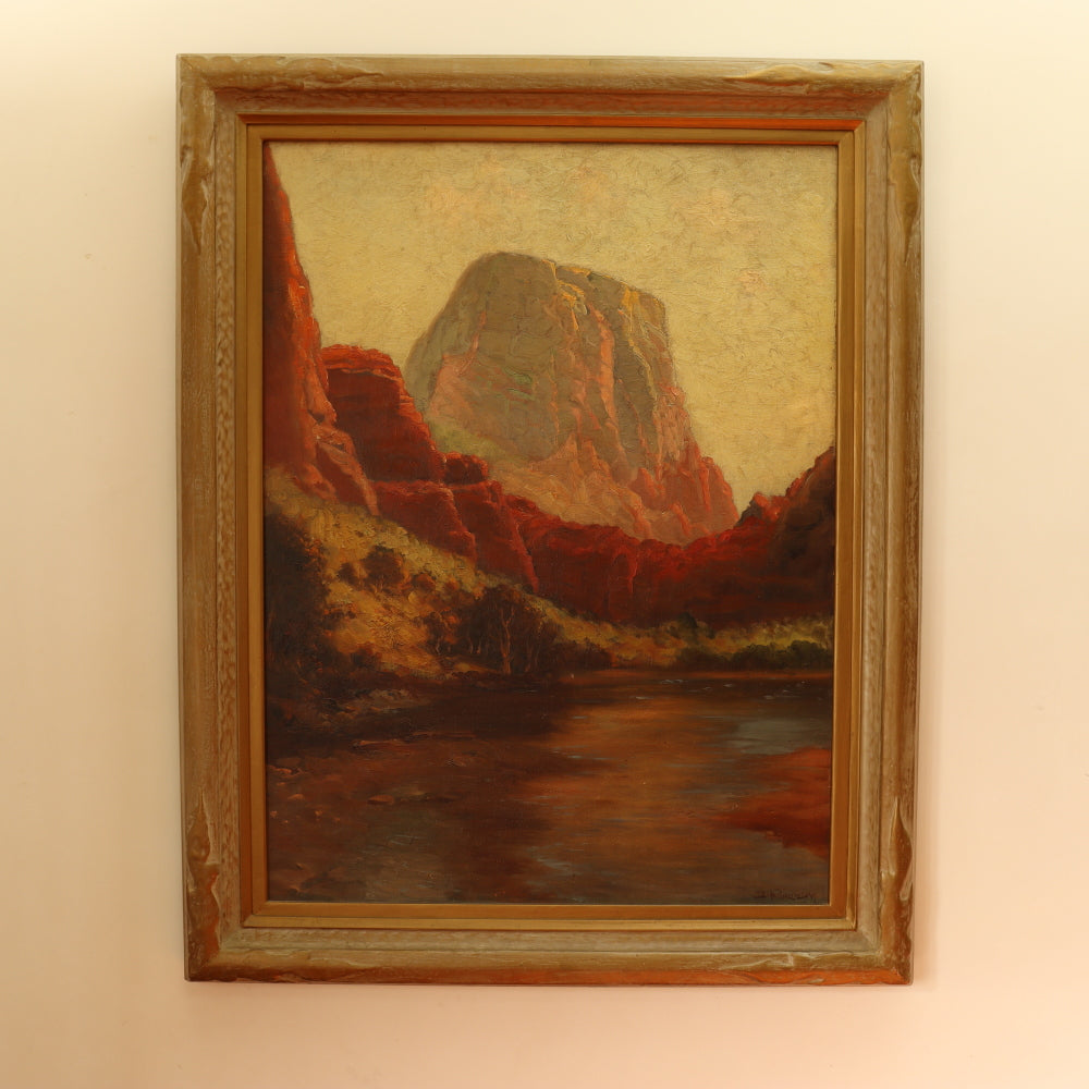 AW097: Dey de Ribcowsky "Red Rock Country" Oil on Canvas on Board Painting