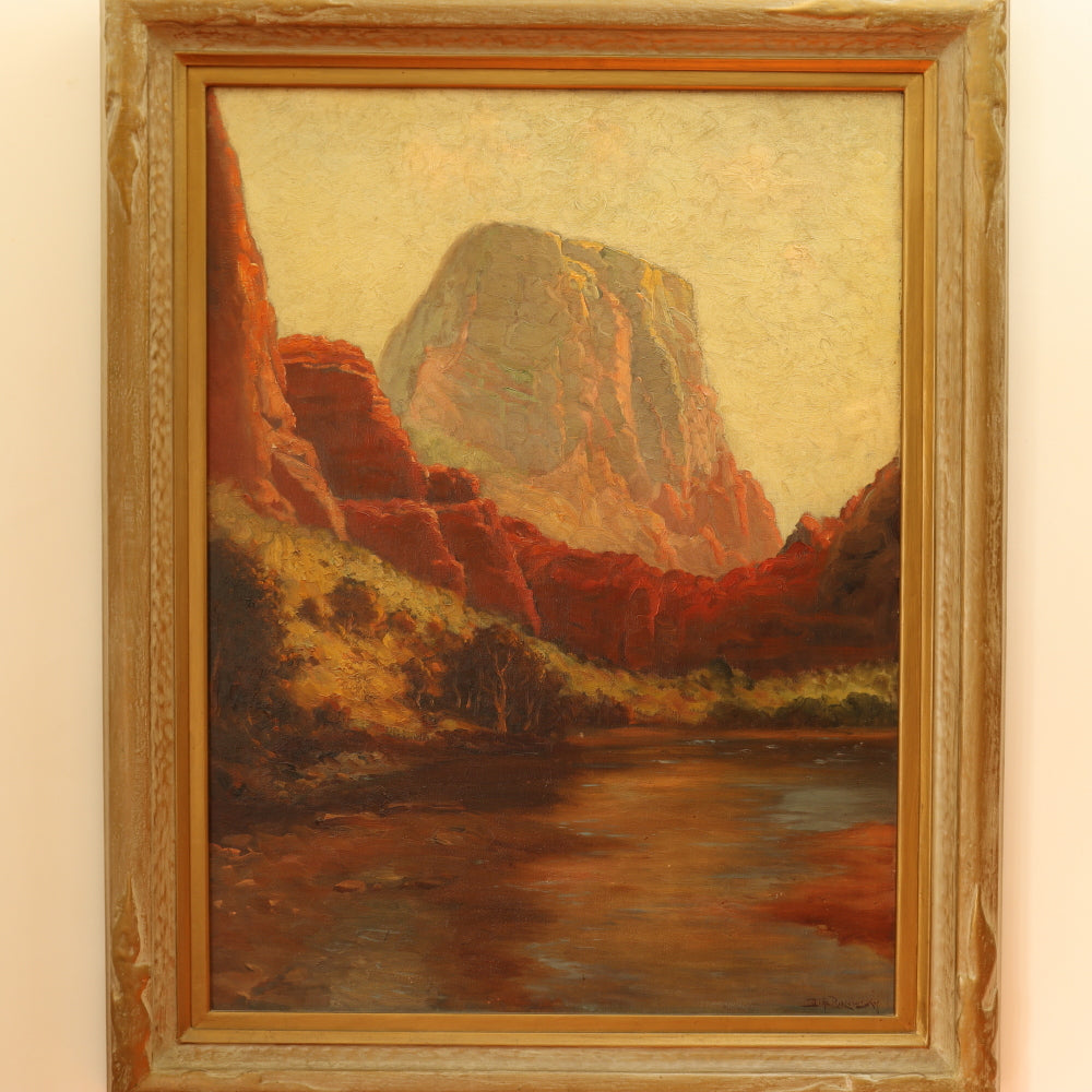 AW097: Dey de Ribcowsky "Red Rock Country" Oil on Canvas on Board Painting